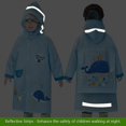 thumbnail image 4 of Blue Whale Chubasquero para niños y niñas, capa de lluvia, impermeable, impermeable, con capucha, impermeable, reutilizable, 5-6 años, 4 of 5