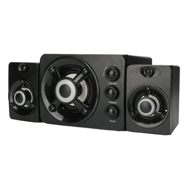 Subwoofer Speaker, Volume Control Wired Computer Speakers 3.5mm Input Stereo With RGB Light For Gaming For Laptop New Black