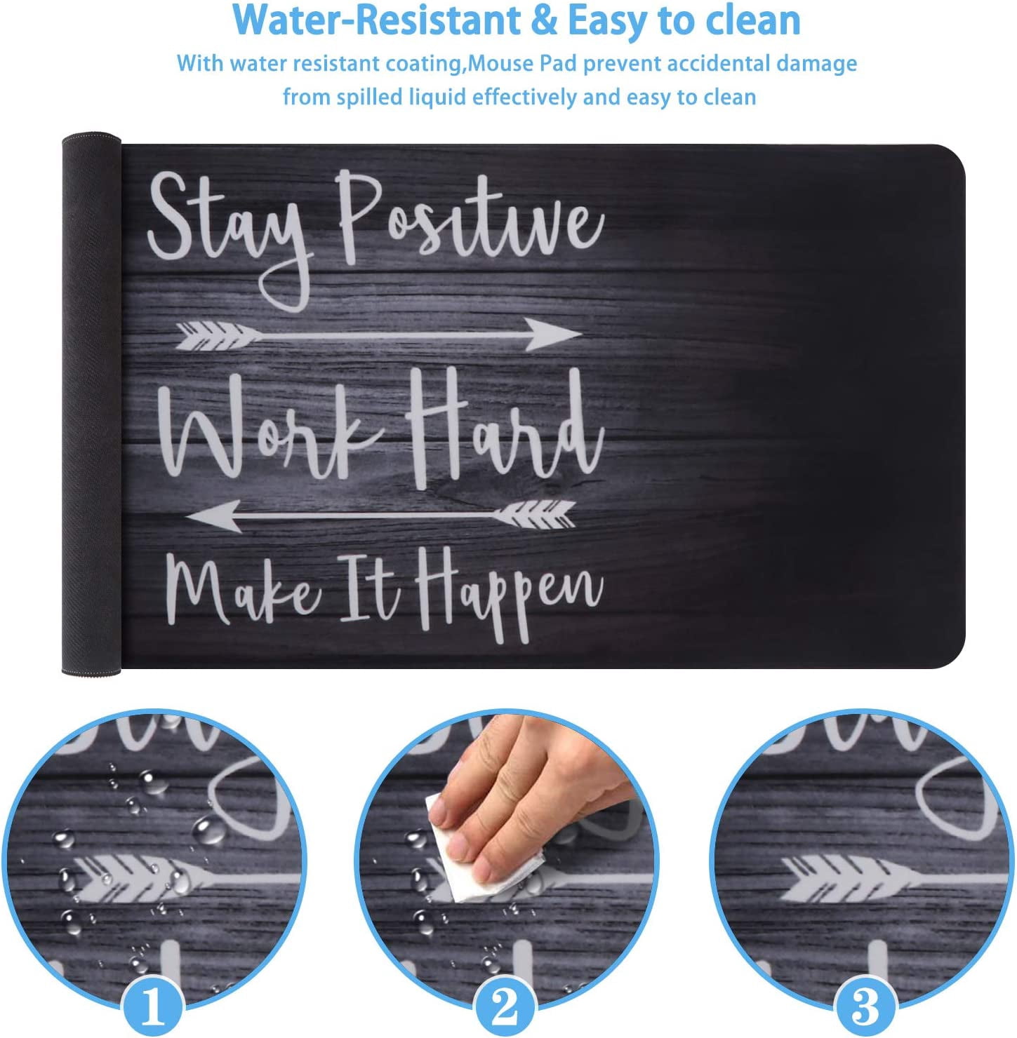 Extended Gaming Mouse Pad (35.4x15.7 in), Large Non-Slip Rubber Base Mousepad with Stitched Edges, Waterproof Keyboard Mouse Mat Desk Pad for Work, Game, Office, Home - Stay Positive