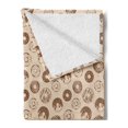 thumbnail image 2 of Cartoon Soft Flannel Fleece Throw Blanket, Paintings of Donuts with Sprinkles or Chocolate Creamy and Delicious, Cozy Plush for Indoor and Outdoor Use, 50" x 70", Pale Caramel and Beige, by Ambesonne, 2 of 5