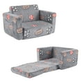 thumbnail image 7 of Ktaxon Convertible Sofa for Little Ones, 2-in-1 Toddler Couch with Side Pockets, Flannel Foldable Nap Lounge for Playroom or Bedroom Gray-Blue, 7 of 7