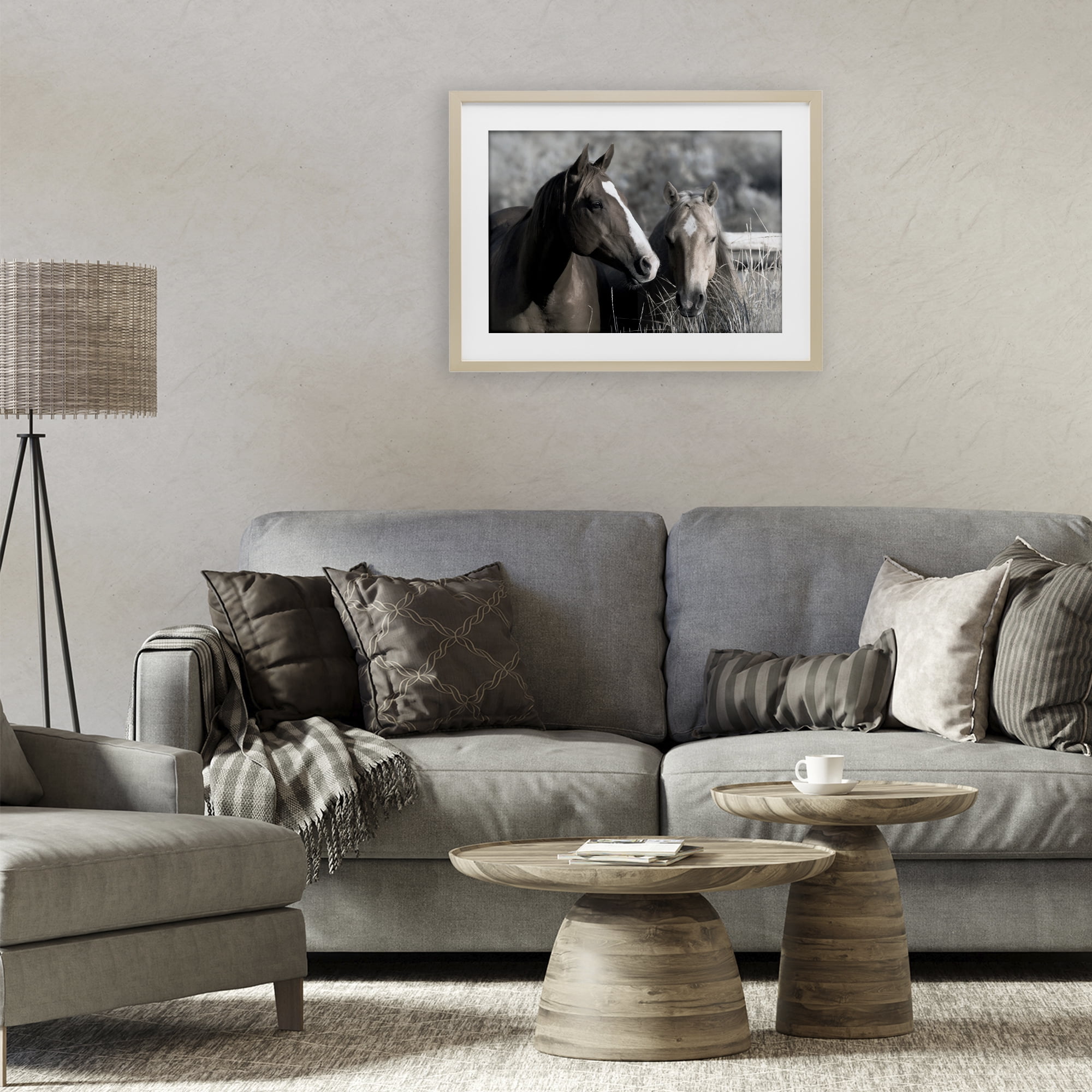 Stupell Industries Content Horses In Pasture Birch Framed Print Under Glass, design by Danita Delimont