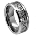 thumbnail image 2 of Tungsten Carbide 8MM/6MM For Him & Her Celtic Dragon Over Black Carbon Fiber Inlay Wedding Band Ring Set, 2 of 4