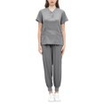 thumbnail image 2 of Conjunto de uniforme exfoliante para mujer, traje lavable a máquina con cuello en V, cintura elástica, ropa de trabajo para enfermera, ropa de trabajo SG, 2 of 9