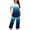 Blue, variant on Women's Capri Pajama Sets Summer Comfy Short Sleeve Tops and Capris Pants Pjs Sleepwear with Pockets