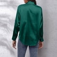 thumbnail image 6 of Tosmy Tops For Women Blouse Satin Silk Button Down Shirt Casual Loose Long Sleeve Work Long Edition Blouse Shirts For Women 2025, 6 of 6