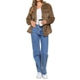 thumbnail image 2 of INSPIRE CHIC Faux Fur Coats for Women's Lapel Button Down Fleece Jacket Outerwear XS Brown, 2 of 6