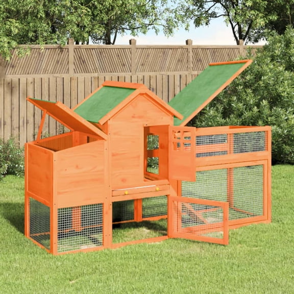 vidaXL Chicken Coop Brown 73.4"x23"x44.5" Solid Wood Pine