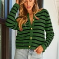 thumbnail image 5 of Generic Womens Striped Cardigan Sweaters Button Down Cropped Knit Lady Jackets Coat 2026 Fall Outfits Trendy Clothes, 5 of 7