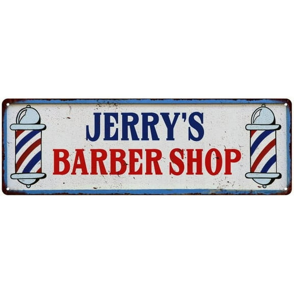 JERRY'S Barber Shop Hair Salon Metal Sign Retro 6x18 106180031249
