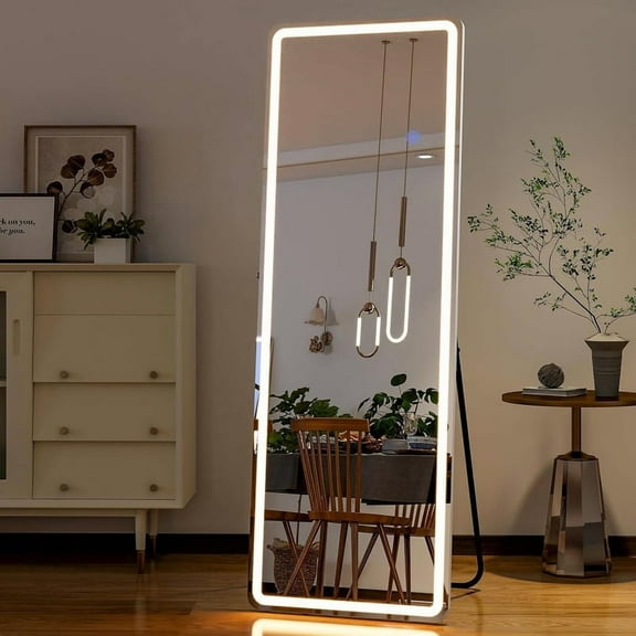 Gleamira 16" x 60" LED Square Rounded Corner Full Length Mirror,White