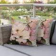 thumbnail image 4 of Spring Flowers Pillow Covers 2 Pack Vintage Oil Painting Pink White Floral Newspaper Texture Pillowcase Waterproof Outdoor Throw Pillow Cover for Patio Garden Square Cushion 20”x20”, 4 of 9