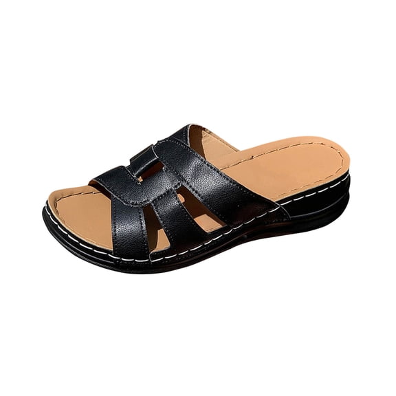 Busydd Women's Sandals Comfortable Soft Sole Open Toe Wedge Sandals for Women Casual Fashion Beach Slip on Summer Shoes for Women 9.5