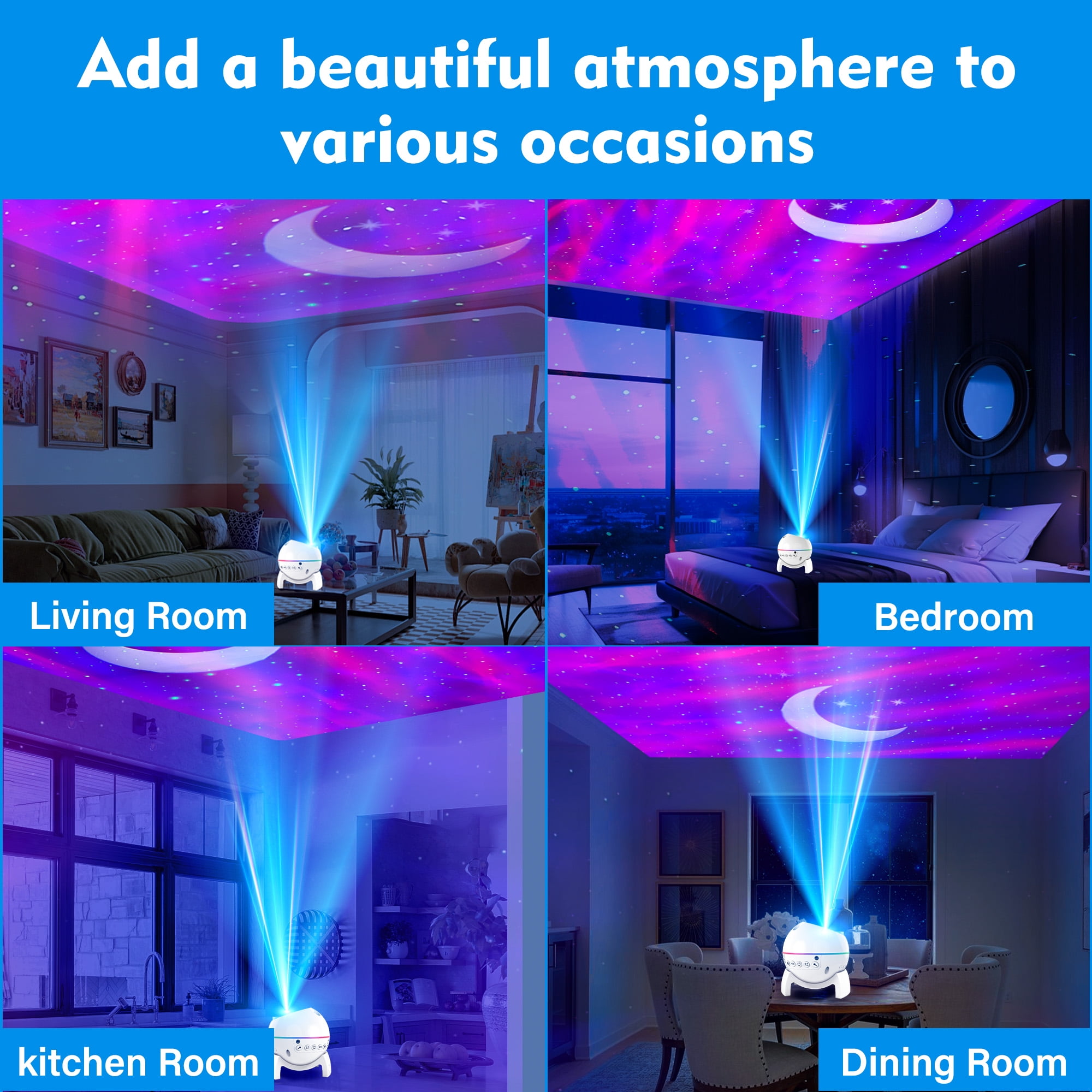 DAYBETTER Moon Star Projector, Galaxy Light Projector for Bedroom,Remote Control and Color Changing Timer Aurora Bedroom Kids Night Light ,Gifts Room Decor for Teen Girls Boys White