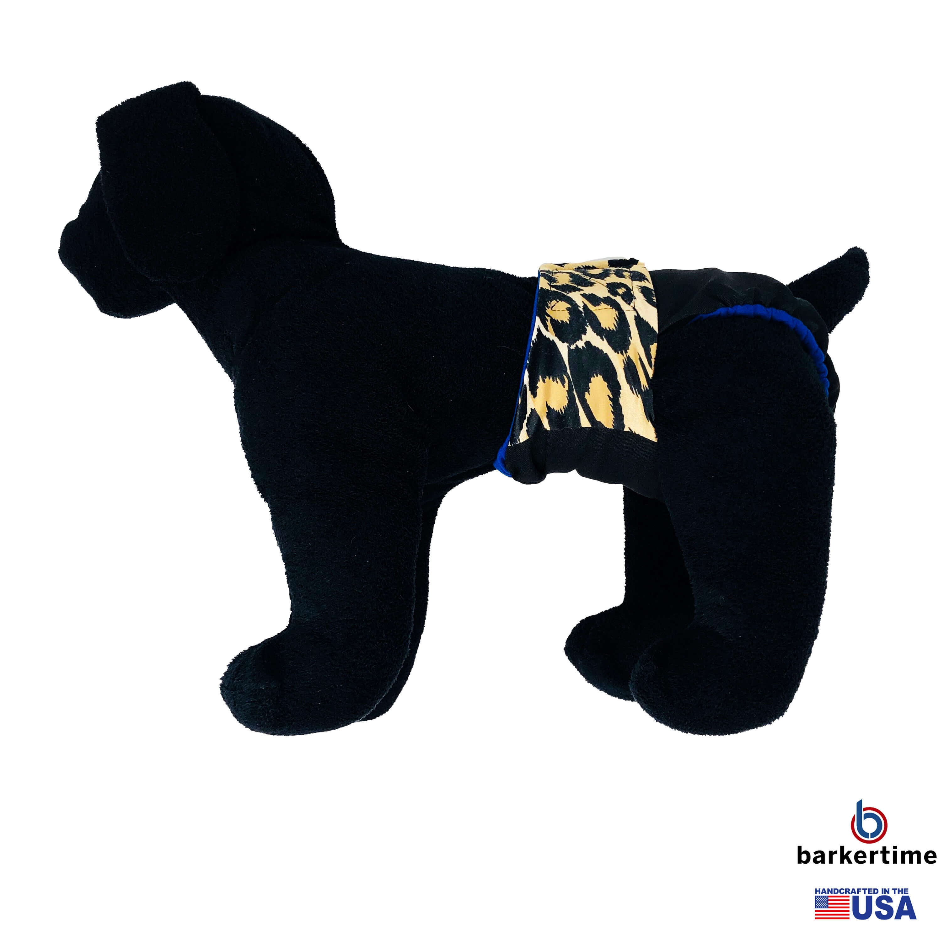 Barkertime Cheetah on Black Waterproof Premium Dog Diaper - Made in USA