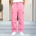 thumbnail image 6 of Hvarlaun Kids Sweatpants Cargo Jogger Pants for Boys and Girls with Pockets, Elastic Waist Drawstring Loose Straight Leg Casual Activewear, Sizes 4-15 Years, 6 of 7