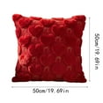 thumbnail image 2 of 20X20 Inch Soft Plush Embroidered Heart Valentine's Day Pillowcase - Embroidered Heart Pattern, Romantic Valentine's Decor, Home Sofa Bedroom Accent - For Couples, Sweetheart, 2 of 7