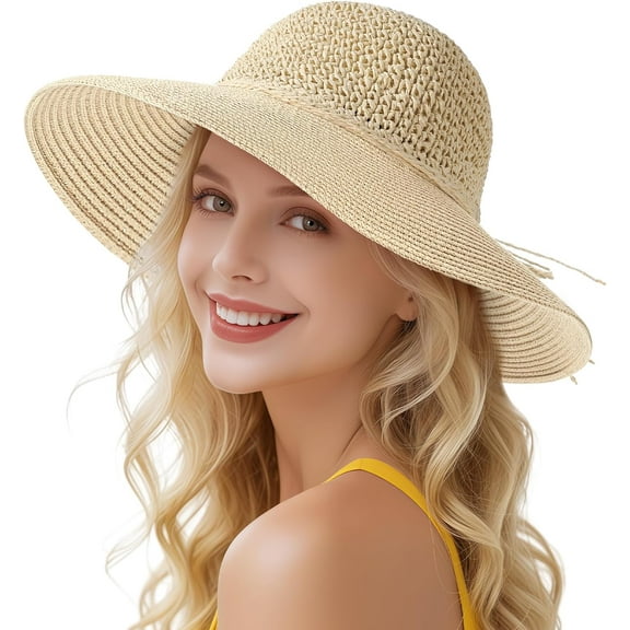 Beach Hats for Women - Straw Hat, Sun Hats for Women UPF 50 UV Protection, Beach Hat Packable Foldable
