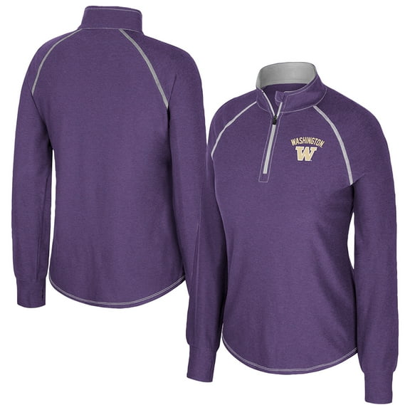 Women's Colosseum Purple Washington Huskies Bikram Raglan Quarter-Zip Top