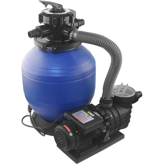 12-inch Sand Filter Pump for Above Ground Pool 10,000 Gallons, Swimming Pumps System & Pool Sand Filter with 0.5HP Motor Handy 6-Way Valve, 3450RPM voltage of 110v/120v for Pools