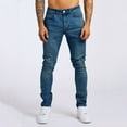thumbnail image 7 of Jean High Waisted Pants for Men Blue Men's Skinny Stretch Ripped Tapered Leg Jeans Light, 7 of 7