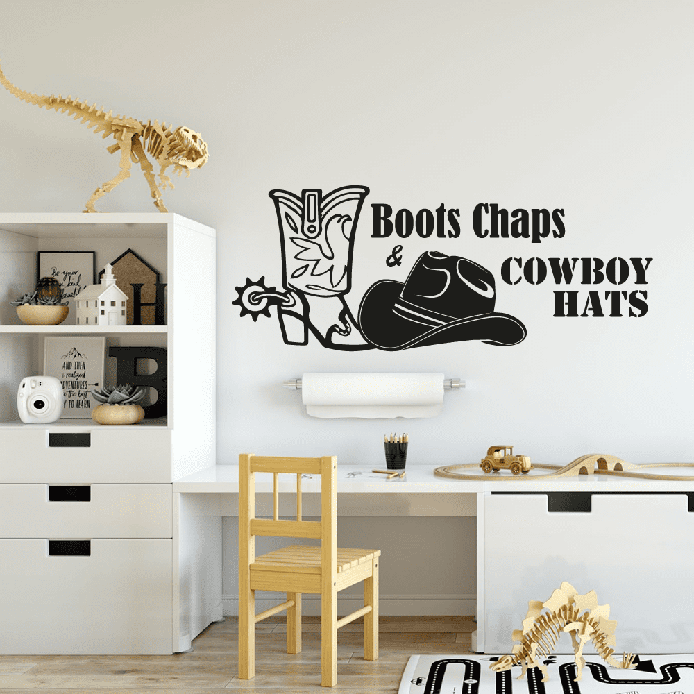 Boots Chaps Cowboy Hats Boys Room Decor Vinyl Decal Wall Sticker Lettering