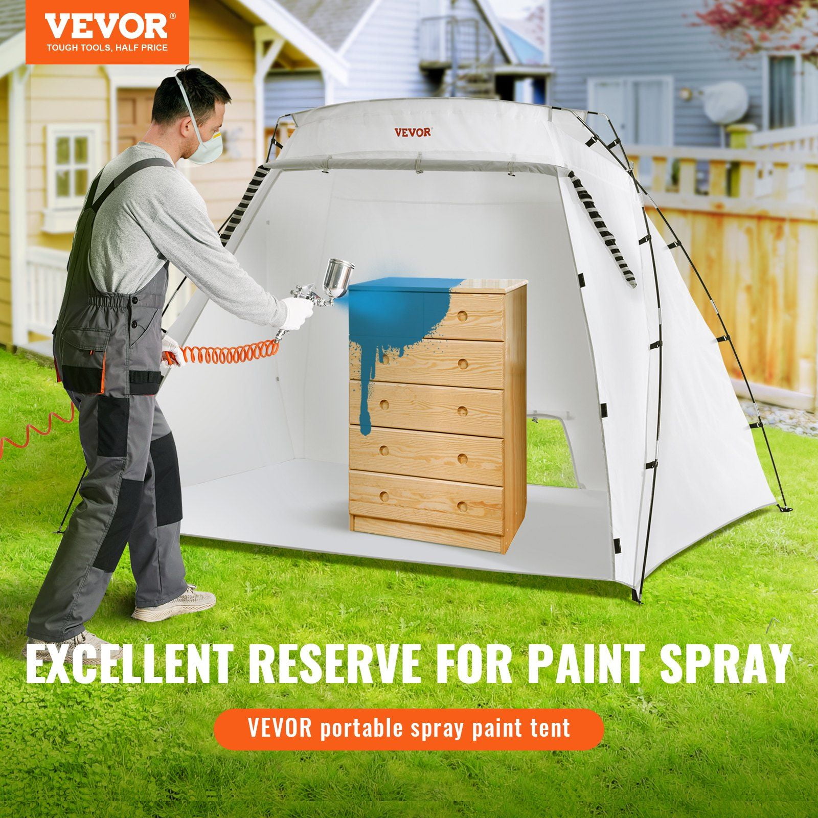 Portable Paint Booth  Larger Spray Paint Tent with Built-in Floor & Mesh Screen  Painting Tent Station for  DIY Hobby Tool  7.5x5.2x5.2ft Spray Paint Shelter