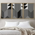 thumbnail image 2 of IDEA4WALL Framed Wall Art Print Set Geometric Black 3D Illusion Polygons Abstract Shapes Illustrations Modern Decorative Boho for Living Room, Bedroom, Office - 16"x24"x3 Natural, 2 of 5