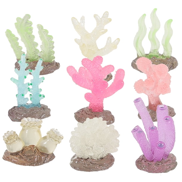 9 Uds. Resplandor acuario arrecife de Coral decoraciones simulación Coral planta pecera modelo de planta