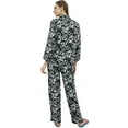thumbnail image 4 of Bimba Black Button-Down Shirt With Elastic Waist Pajama Printed Night Wear Set-4, 4 of 5