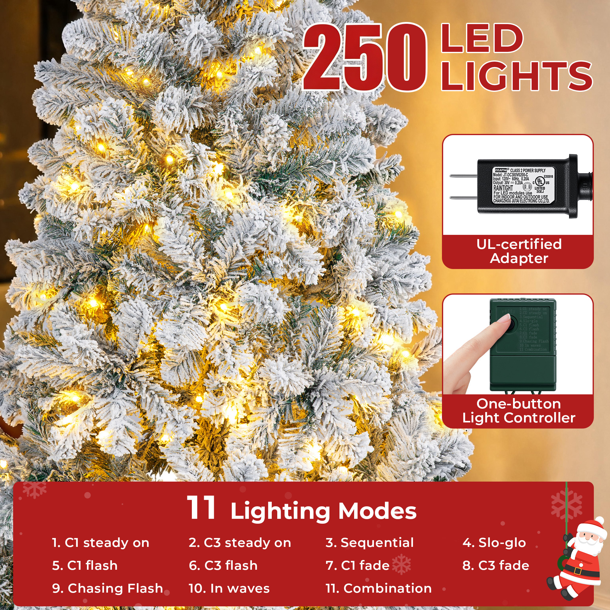 FIRSTNESS 6' Pre-Lit Snow Flocked Artificial Christmas Tree photo 5