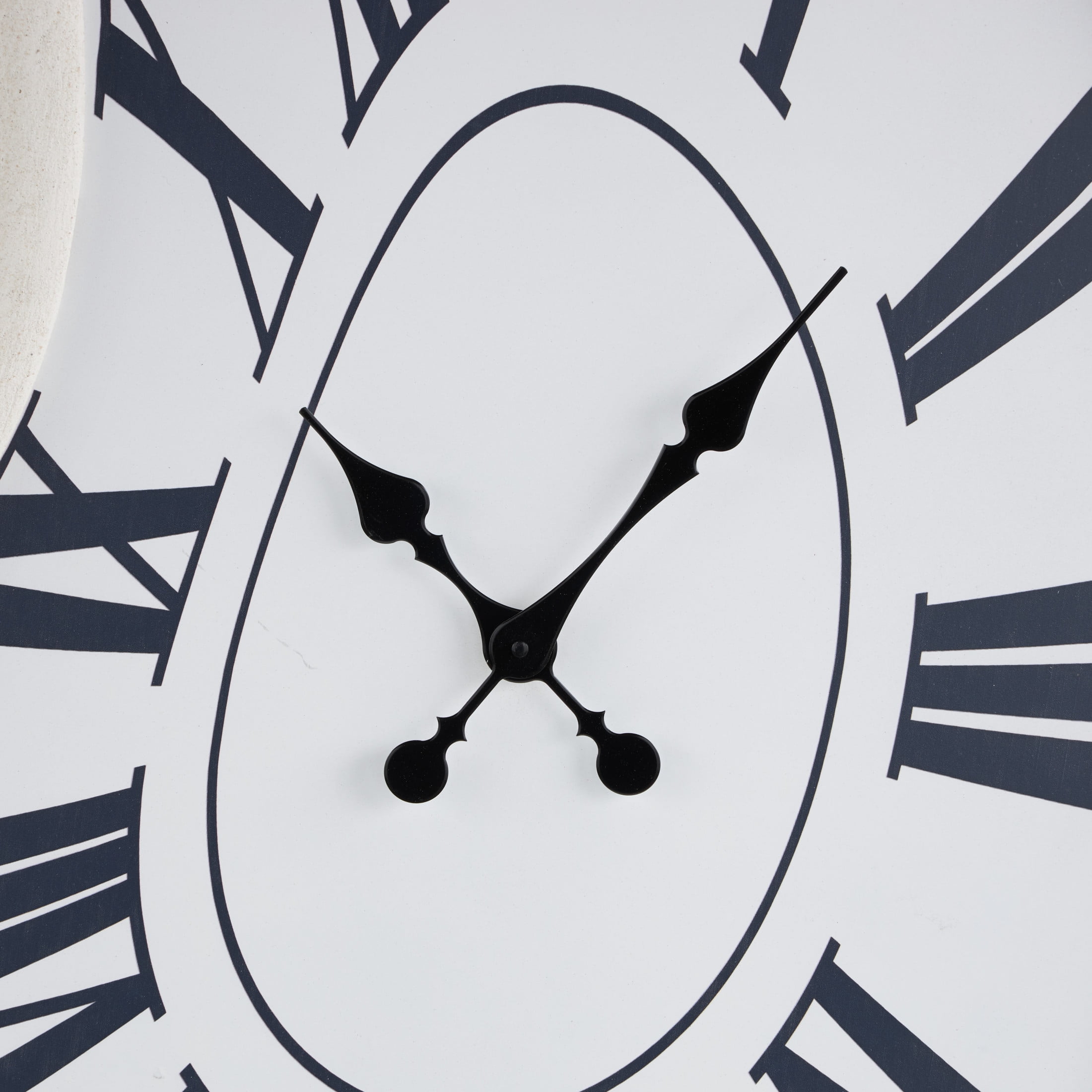 DecMode 24" x 40" White Wooden Abstract Wavy Wall Clock with Roman Numerals