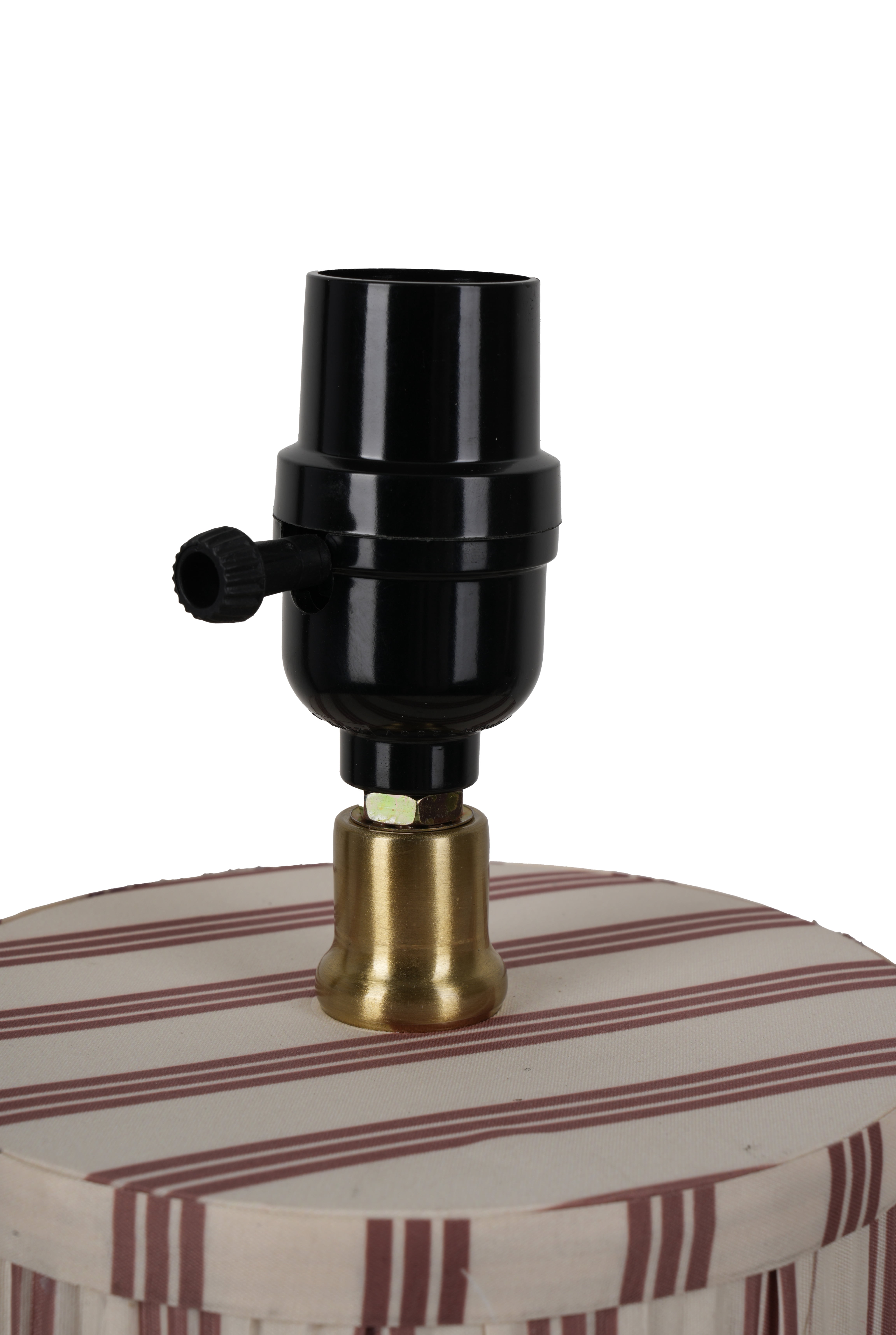 Beautiful 19 in Cabana Stripe Fabric Table Lamp with Scalloped Shade, Brown and Arctic White