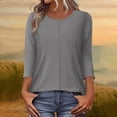 thumbnail image 2 of Turilly Women's Loose Fit Seamed Tunic Tops Fashionable Ladies Casual Solid Color 3/4 Sleeve Round Neck Spring And Summer Top, 2 of 5