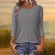 thumbnail image 5 of Camiseta de Cuello Redondo de Manga 3/4 de Color Sólido Casual con Poliéster Suave, Top de Primavera de Moda para el Uso Diario en Casa O en el Trabajo, 5 of 5