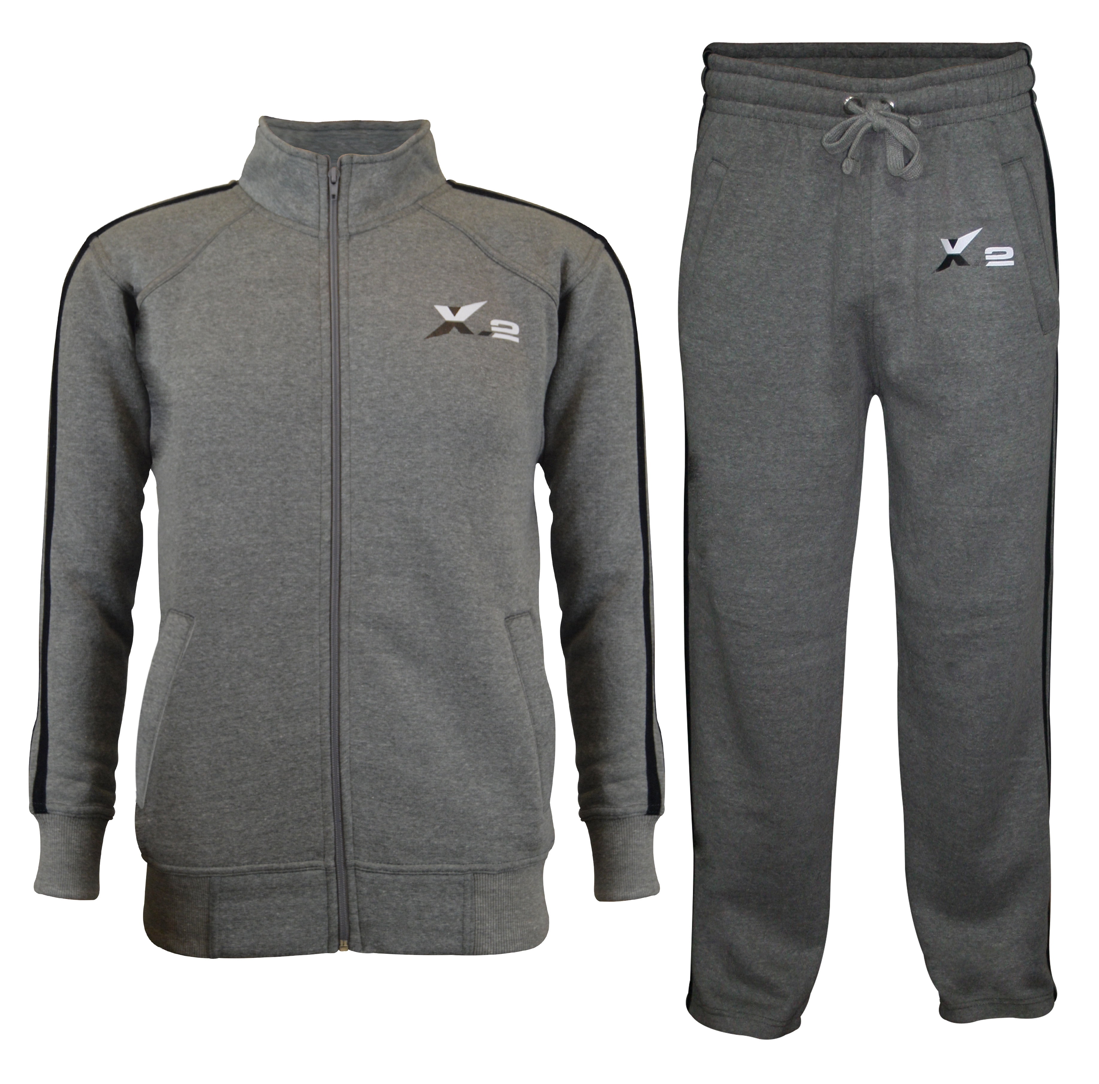X2 Mens Athletic Full Zip Fleece Tracksuit Jogging Sweatsuit