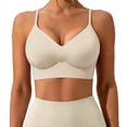 thumbnail image 2 of iHPH7 Long Line Sports Bra Women Padded Workout Crop Tops V Neck Seamless Wirefree Yoga Bra Spaghetti Straps Everyday Lounge Sleep Bralette Breathable Bras White M, 2 of 8