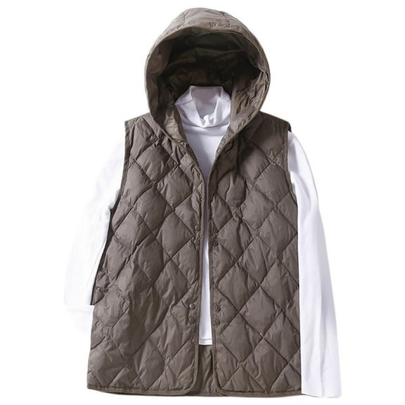 GigrtiJin Women Puffer Vest Lightweight Sleeveless Button down Coat Hooded Quilted Padded Gilet Warm Fall Winter Jacket