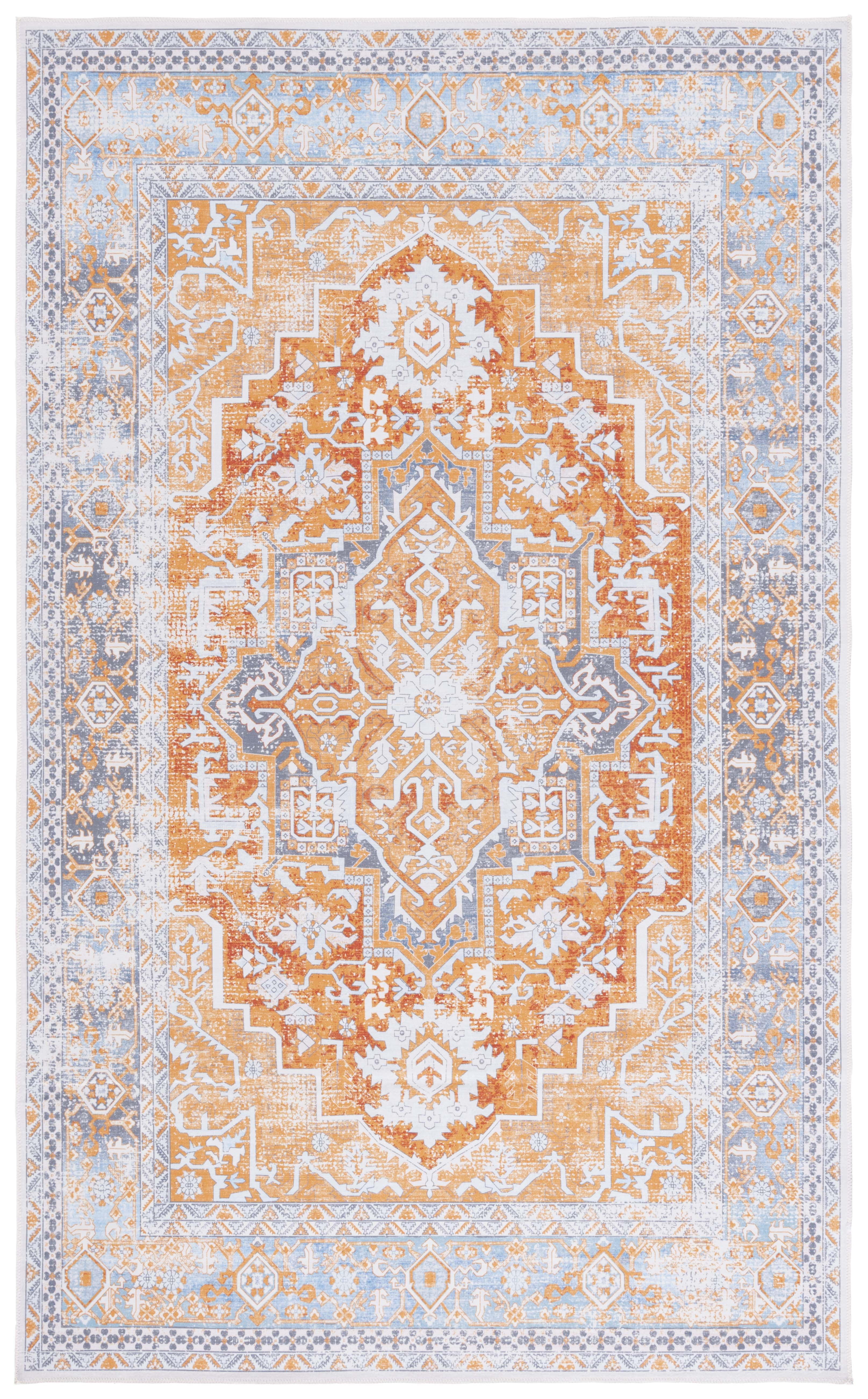 Safavieh Arizona Phelim Floral Machine Washable Area Rug, Rust/Gray, 4' x 6'