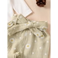 thumbnail image 5 of Loicainy Baby Toddler Girls Fall Outfit 3 6 12 18 24 Months Long Sleeve Romper with Flower Print Belted Pants and Headband Clothing Set, 5 of 9