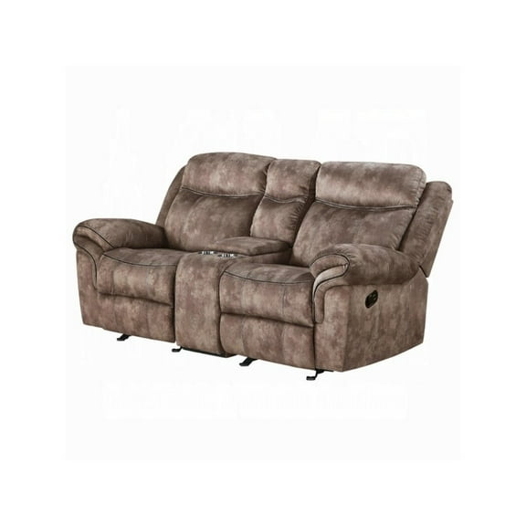 ACME Zubaida Reclining Loveseat with USB Dock and Console in Chocolate Velvet