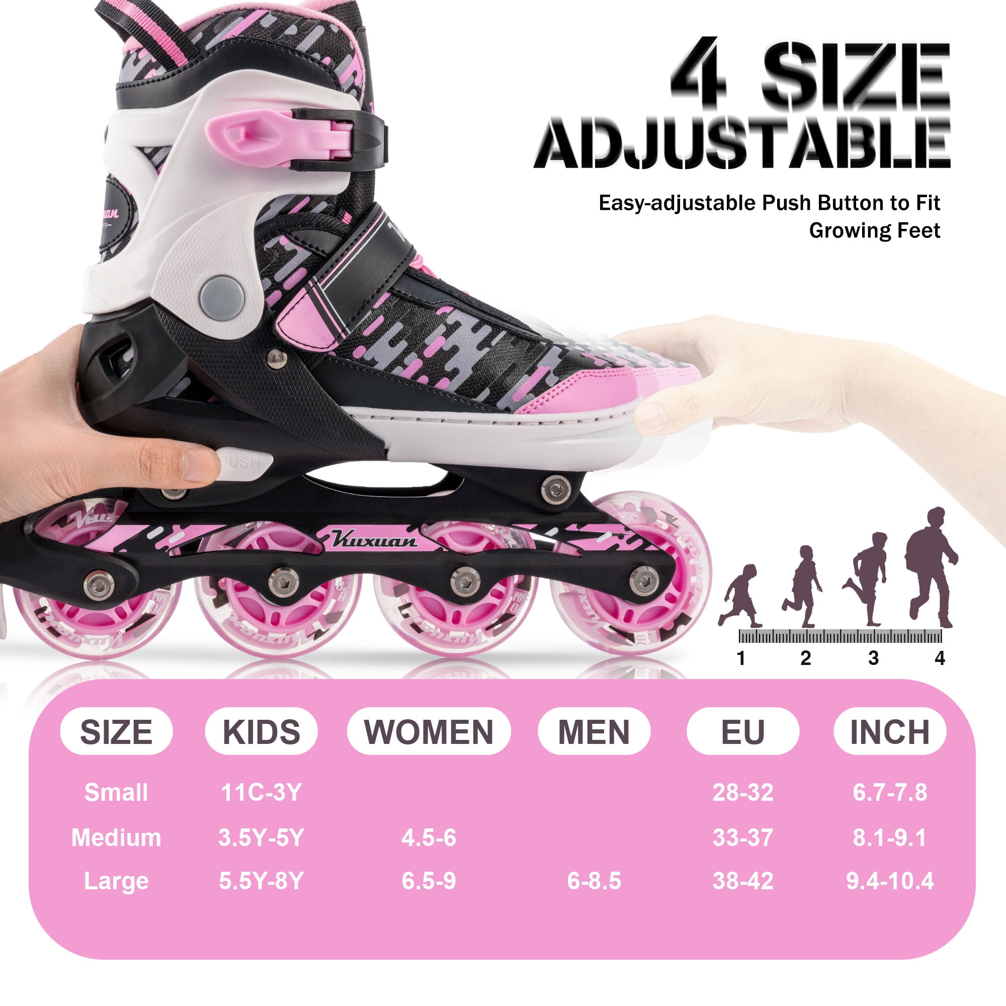 Adjustable Inline Skates for Kids Boys Girls Women Beginner Fun Illuminating Outdoor Skates