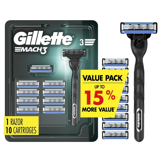 Gillette Mach3 Razor for Men, 10 Blade Refills