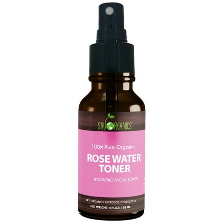 Organic Rose Water Toner by Sky Organics 4oz -100% Pure, Organic Distilled Rosewater Toner Face & Hair -  Facial Cleanser -Preps Dry & Acne Prone Skin for Serums, Moisturizers & (Best Cleanser Toner And Moisturizer For Oily Skin)
