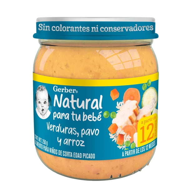 Papilla Gerber Gourmet Etapa 4 Pavo, Verduras y Arroz 250g Paquete de 12