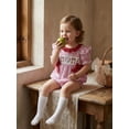 thumbnail image 3 of BemeyourBBs Newborn Baby Girls Baseball Outfits Summer Stripe Bubble Romper Baseball Bow Embroidery Ruffle Short Sleeve Ruffled Round Neck Jumpsuit Playsuit, 3 of 9