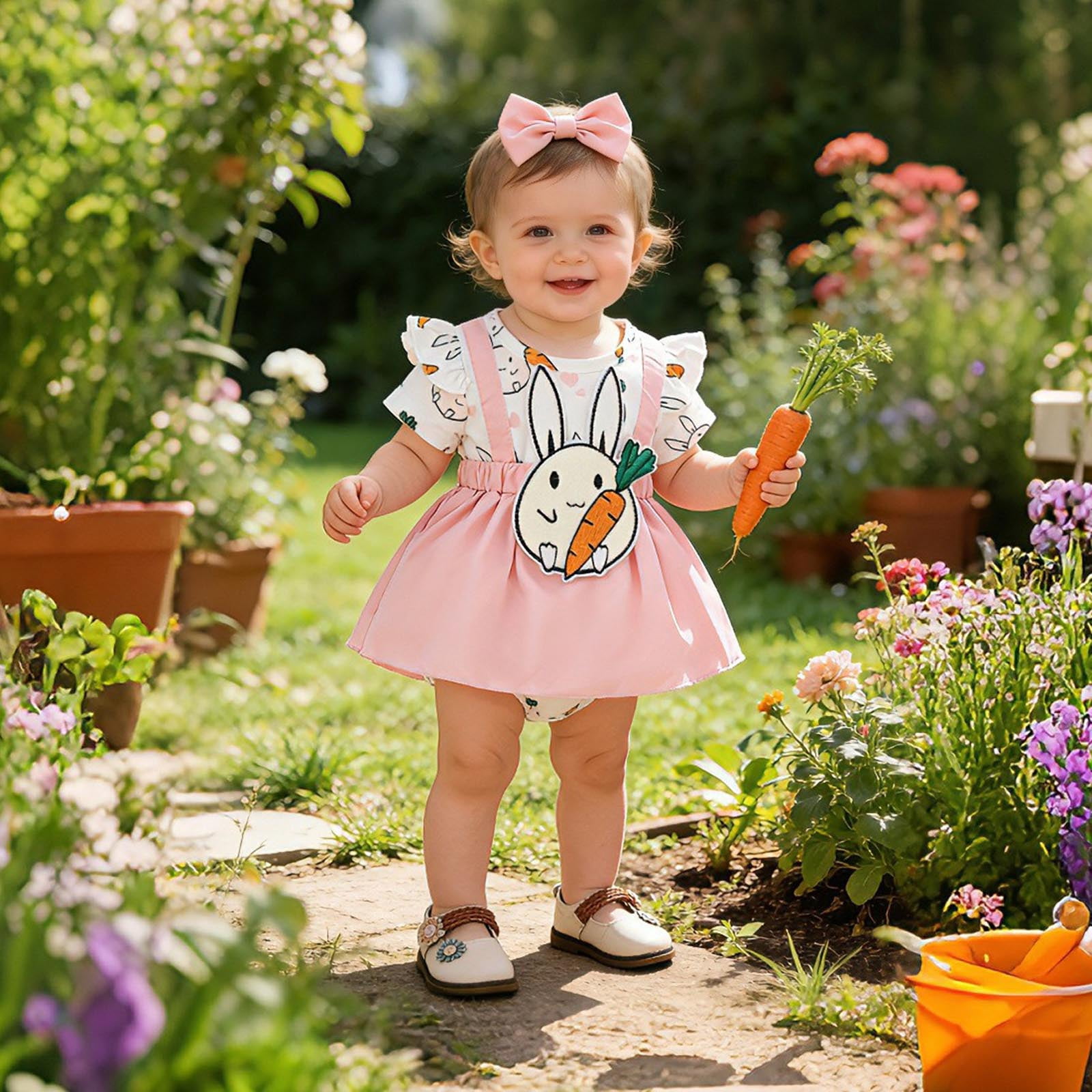 Staki Butterfly Dress for Girls Newborn Baby Girl Outfit Fly Sleeve Romper Dress Short Sleeve Bodysuit Fall Clothes Headband 0-18M(Red,9-12 Months)