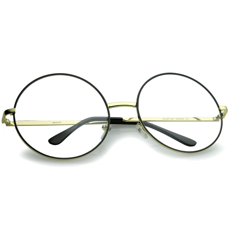 Round Women Glasses Frame Thin Light Metal Damen Brillen Eyeglasses Black  Gold
