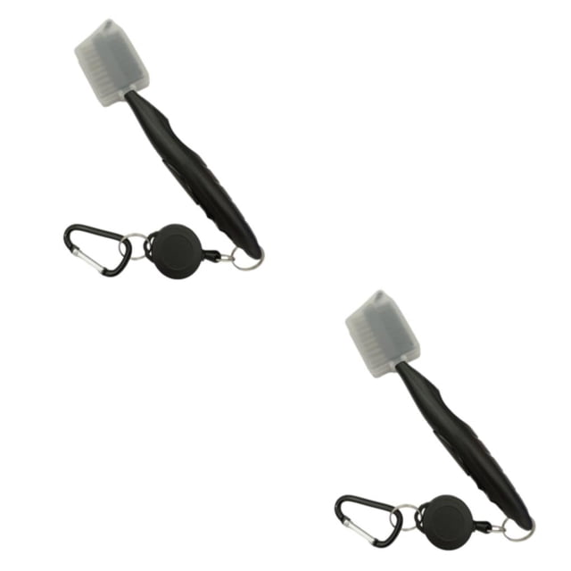 Langgg Golf Club Brush Portable Ergonomic Handheld Replacement Telescopic Double-sided Ball Brushes Cleaning Tool Accessories Black with Lid 2Set