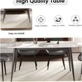 thumbnail image 6 of Modern Sintered Stone Dining Table for 6 with Curved Edge and Dark Gray Metal Legs, White Pandora Surface, 6 of 8